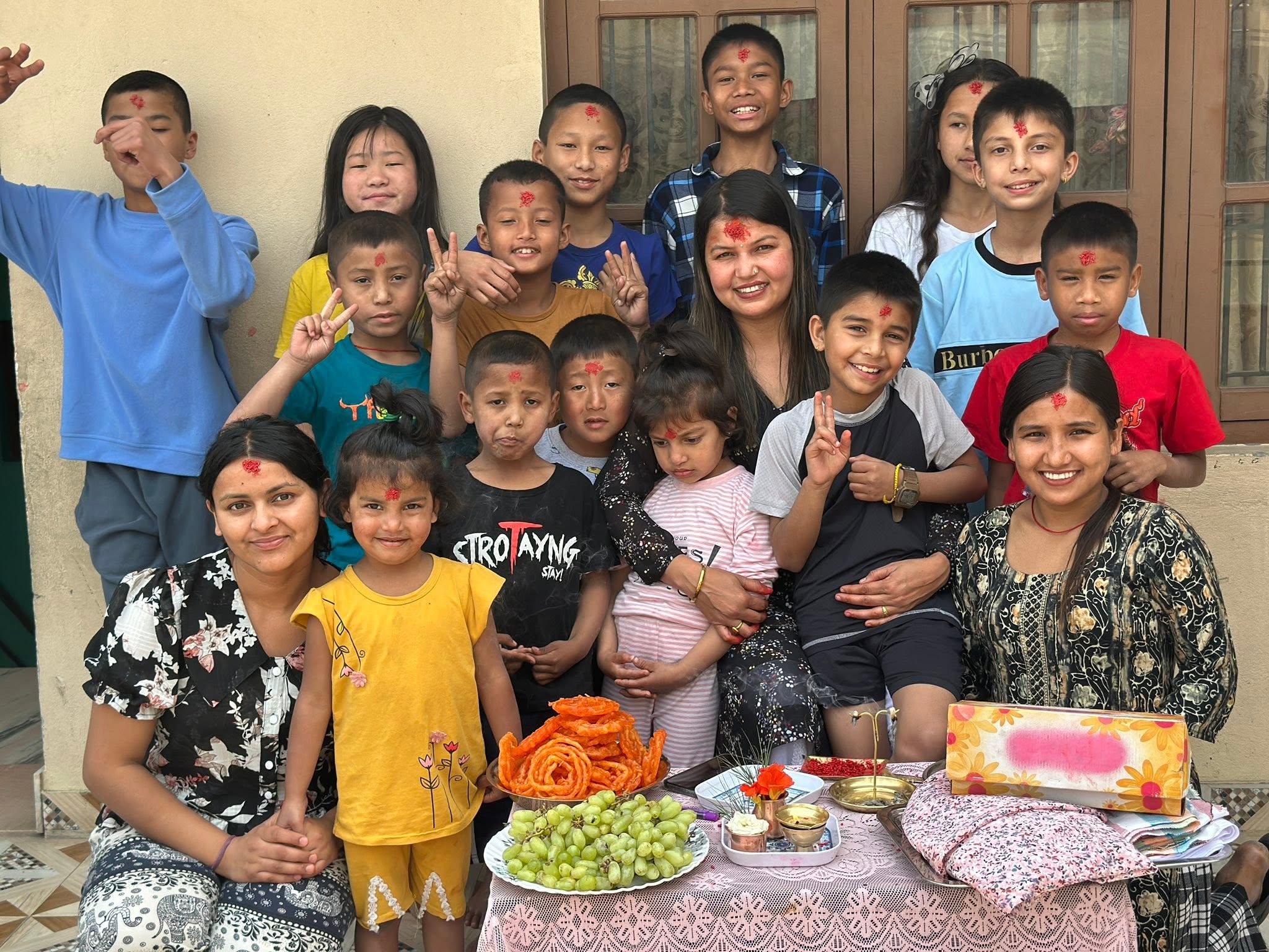 Children and caregivers together